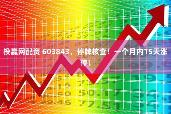 投赢网配资 603843，停牌核查！一个月内15天涨停！