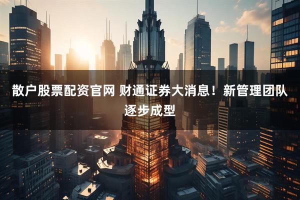 散户股票配资官网 财通证券大消息！新管理团队逐步成型