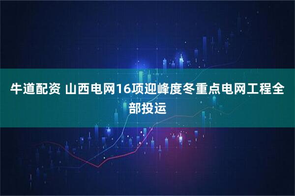 牛道配资 山西电网16项迎峰度冬重点电网工程全部投运