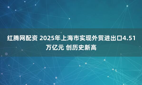 红腾网配资 2025年上海市实现外贸进出口4.51万亿元 创历史新高